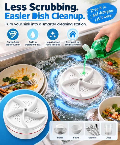 🫧 Portable Sink Dish Cleaner — Turbo Spin Washing Helper for Easy Cleanup