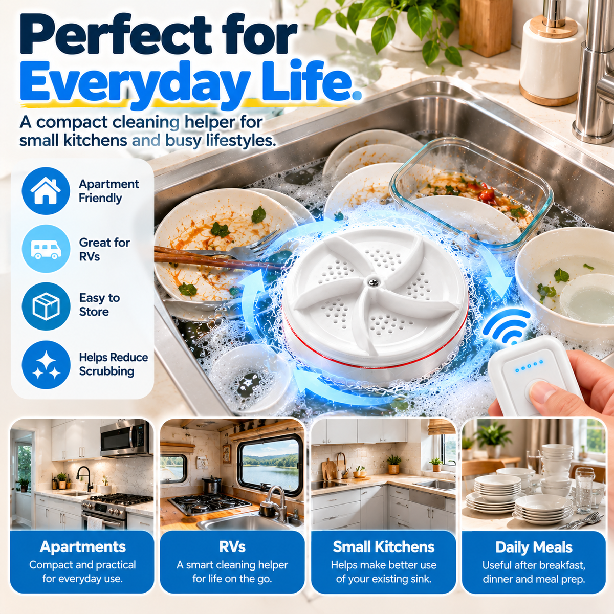 🫧 Portable Sink Dish Cleaner — Turbo Spin Washing Helper for Easy Cleanup