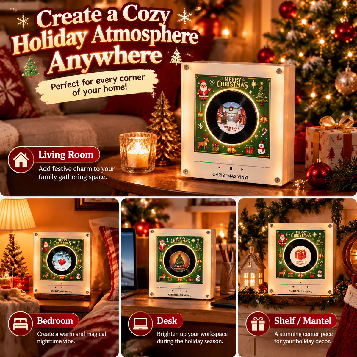 🎅 Mini Christmas Vinyl Display – Retro Holiday Decor & Gift