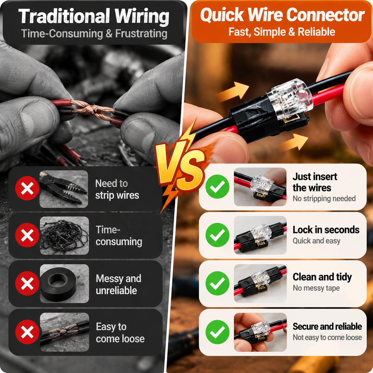 ⚡ Quick Wire Connectors 60PCS – Fast Electrical Wire Splice Connectors For DIY Repairs