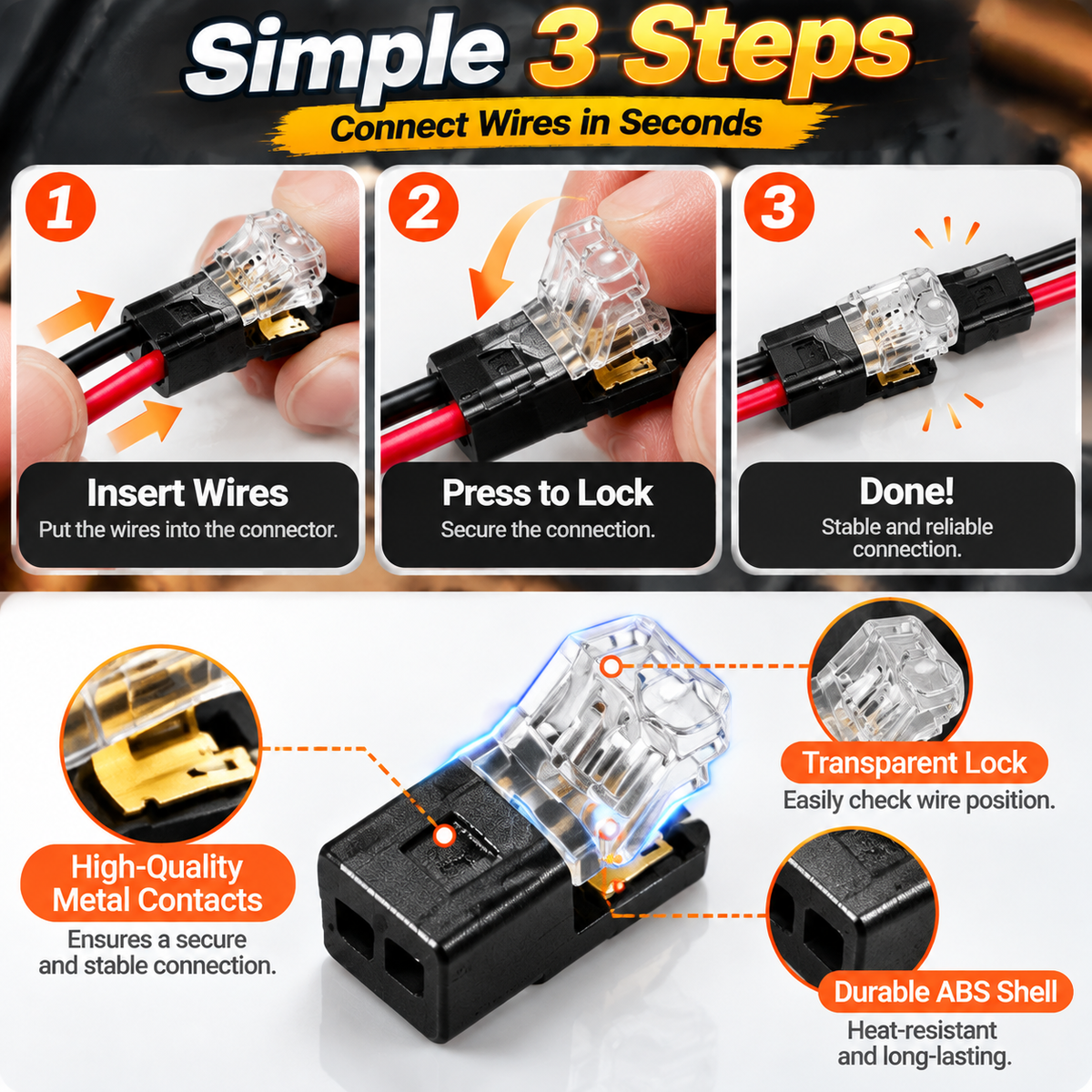 ⚡ Quick Wire Connectors 60PCS – Fast Electrical Wire Splice Connectors For DIY Repairs