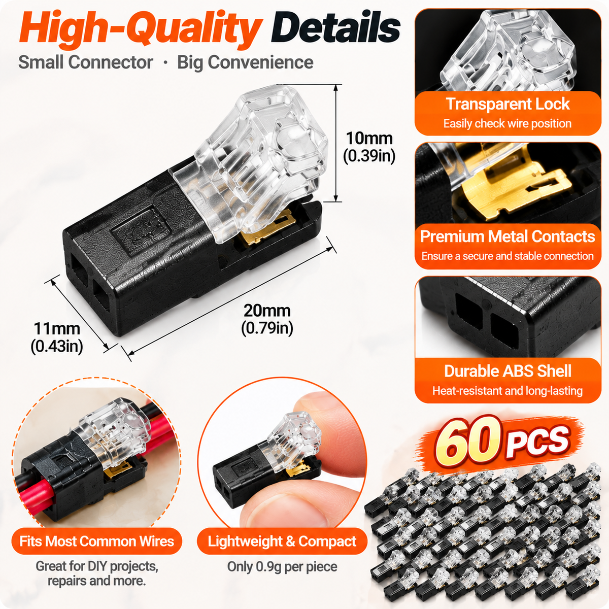 ⚡ Quick Wire Connectors 60PCS – Fast Electrical Wire Splice Connectors For DIY Repairs