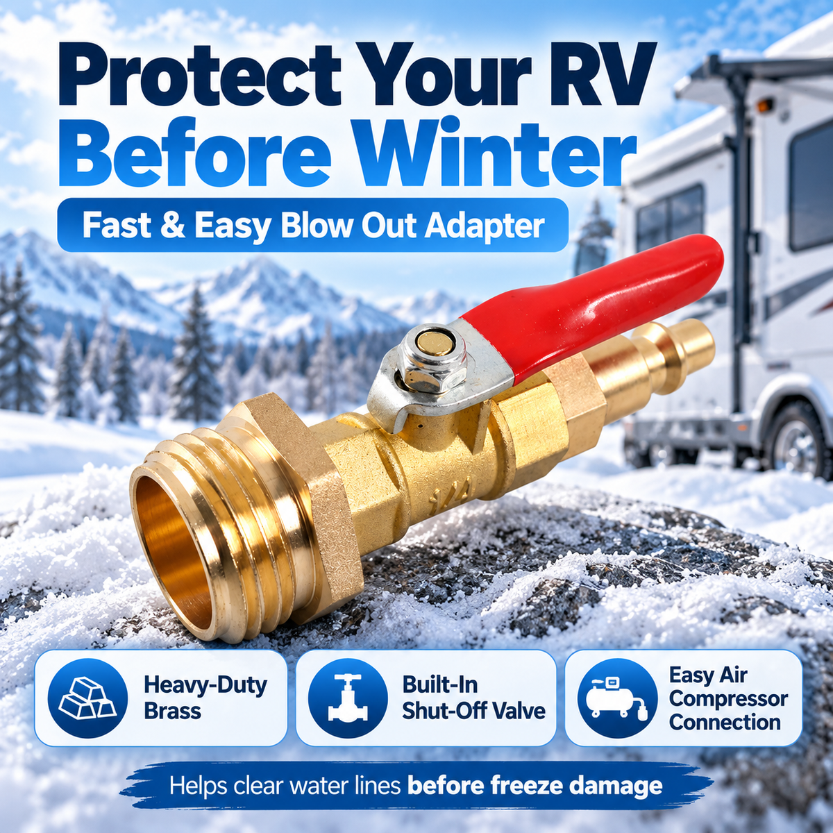 ❄️ RV Blow Out Adapter – Protect Your Camper Water Lines Before Winter