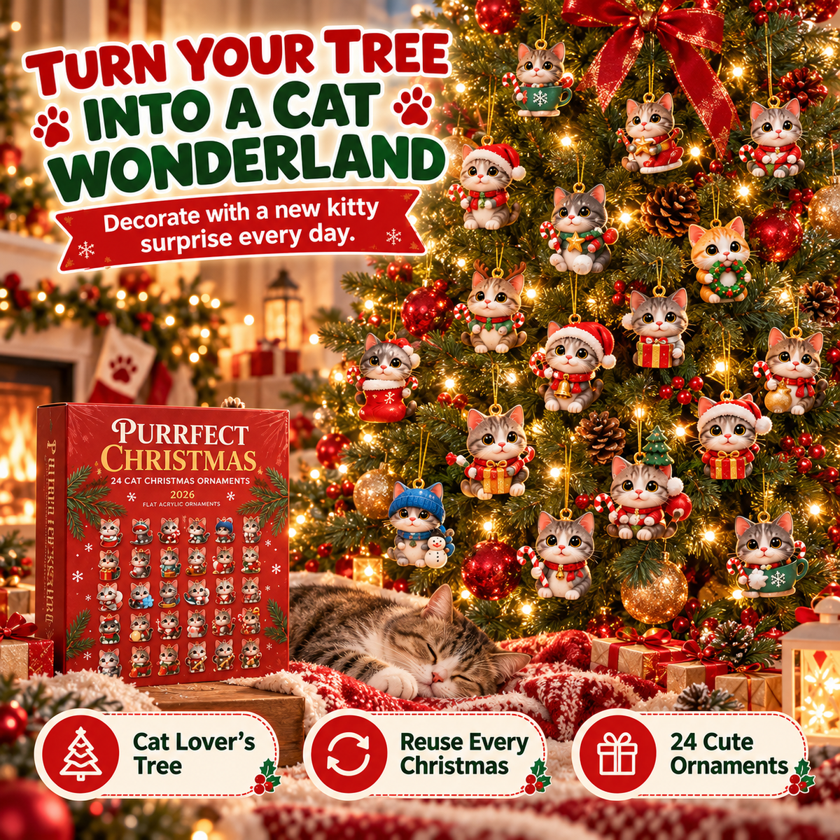 🐱 24-Day Christmas Cat Ornament Advent Calendar — A Daily Surprise For Cat Lovers