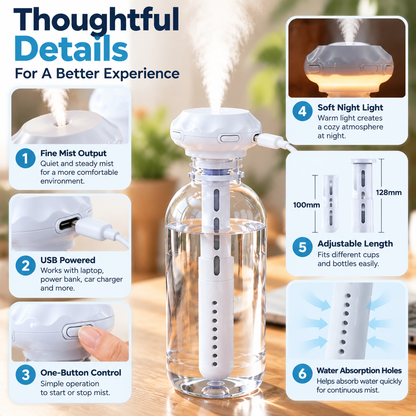 Portable Cup Humidifier – Turn Any Bottle Into A Personal Mist Maker