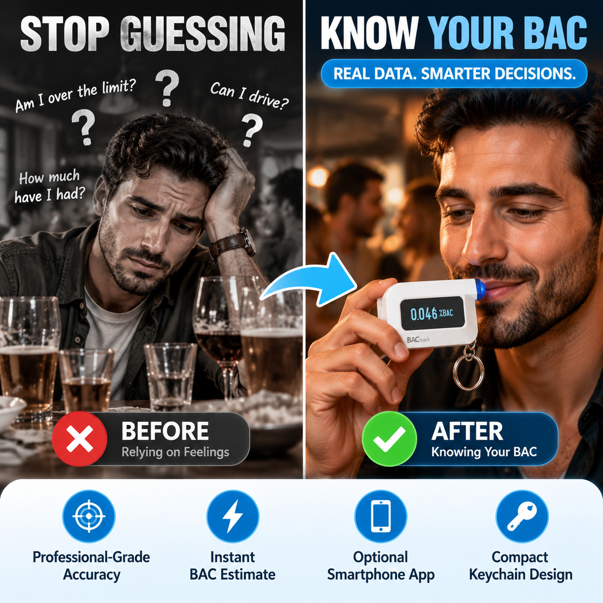 BACtrack C6 Keychain Breathalyzer – Smart Personal Alcohol Tester With Professional Sensor Technology