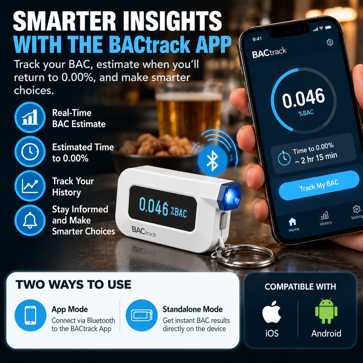 BACtrack C6 Keychain Breathalyzer – Smart Personal Alcohol Tester With Professional Sensor Technology