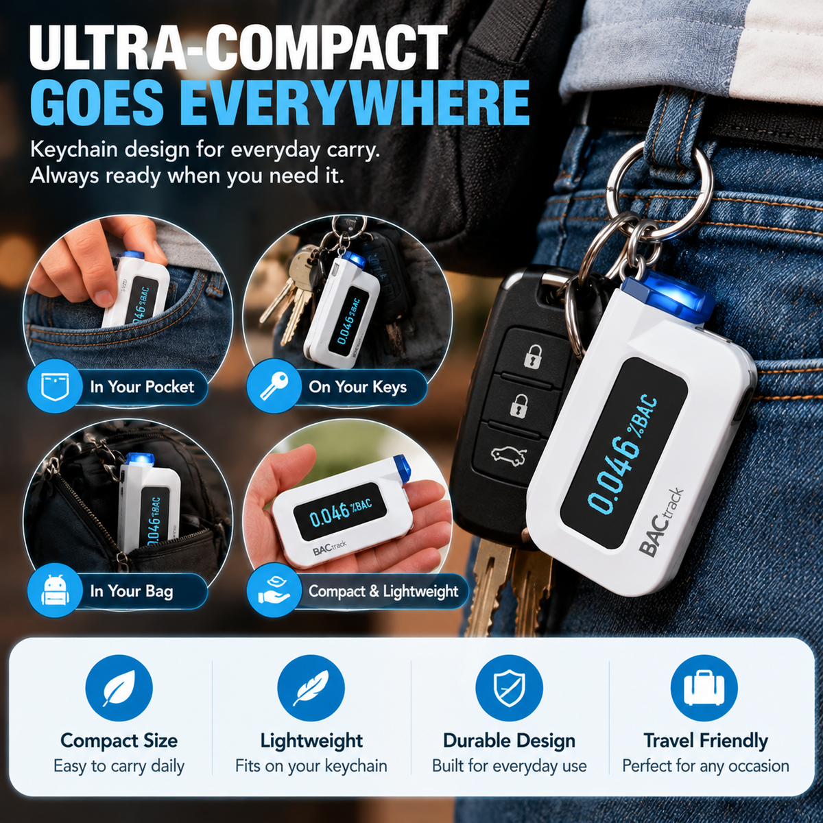 BACtrack C6 Keychain Breathalyzer – Smart Personal Alcohol Tester With Professional Sensor Technology