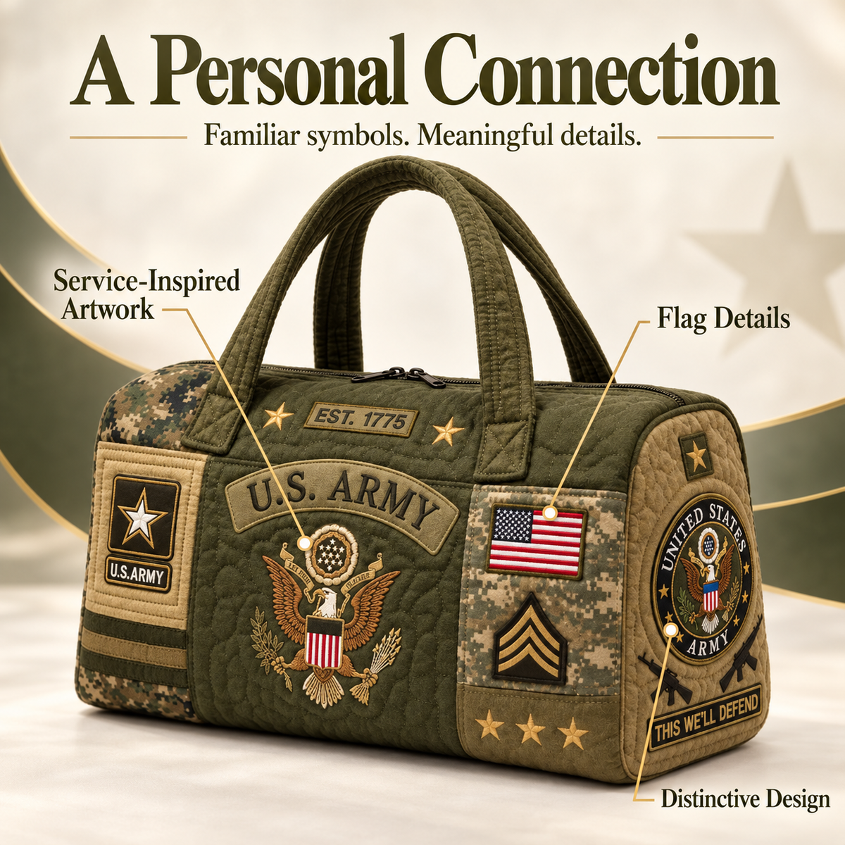 🇺🇸🧵 Hand-Embroidered Military Tribute Tote – Carry the Pride 🎁