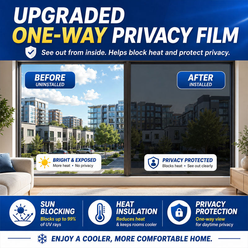 ☀️ One-Way Privacy Window Film – Daytime Mirror Effect, Heat Blocking & UV Protection
