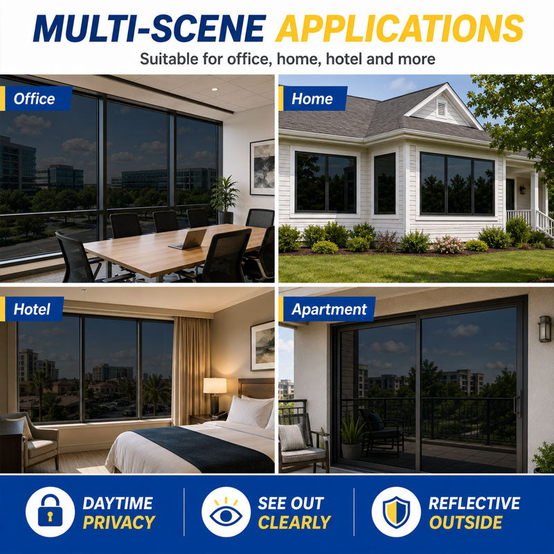 ☀️ One-Way Privacy Window Film – Daytime Mirror Effect, Heat Blocking & UV Protection