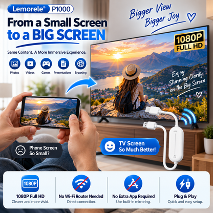 📺 Wireless HDMI Screen Mirroring Adapter – 1080P Plug & Play