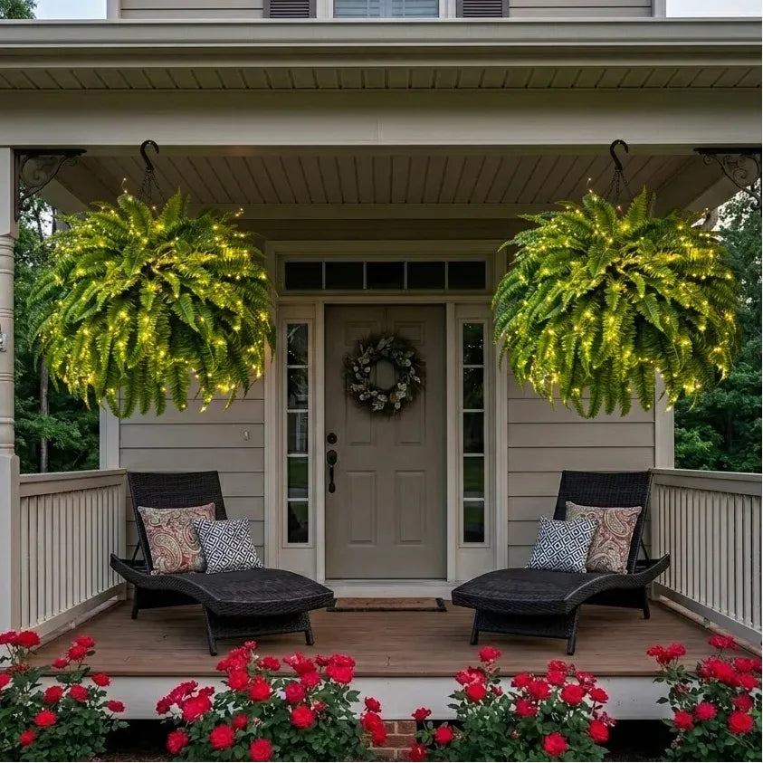 🔥 Last Day 70% OFF💡Glowing Artificial Boston Ferns with Lights – Never Fade, No Watering, No Maintenance🌿