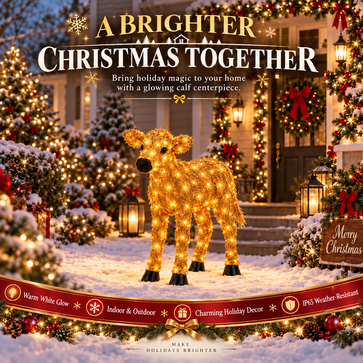 ✨🐎 Light-Up Christmas Horse & Foal Set – Warm White LED Holiday Display