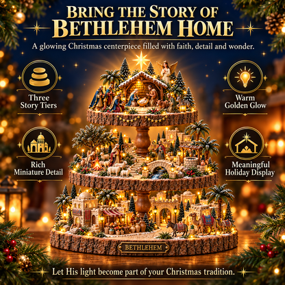 ✨ Bethlehem’s Holy Night – Lighted Nativity Village