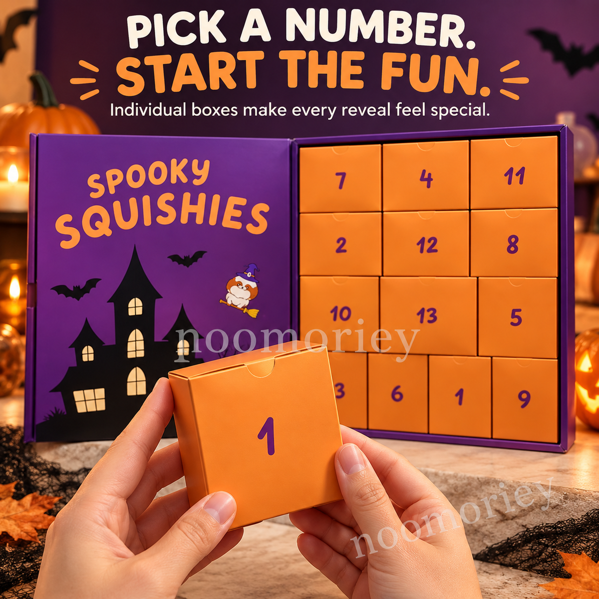 Halloween Squishy Advent Calendar, 13-Day Mystery Toy Countdown Box