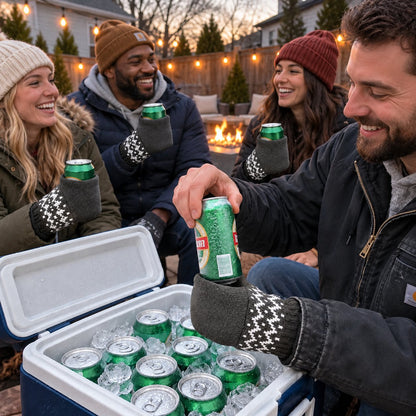🍻Knitted Insulated Beer Can Glove Mittens – Warm Hands, Cold Drinks