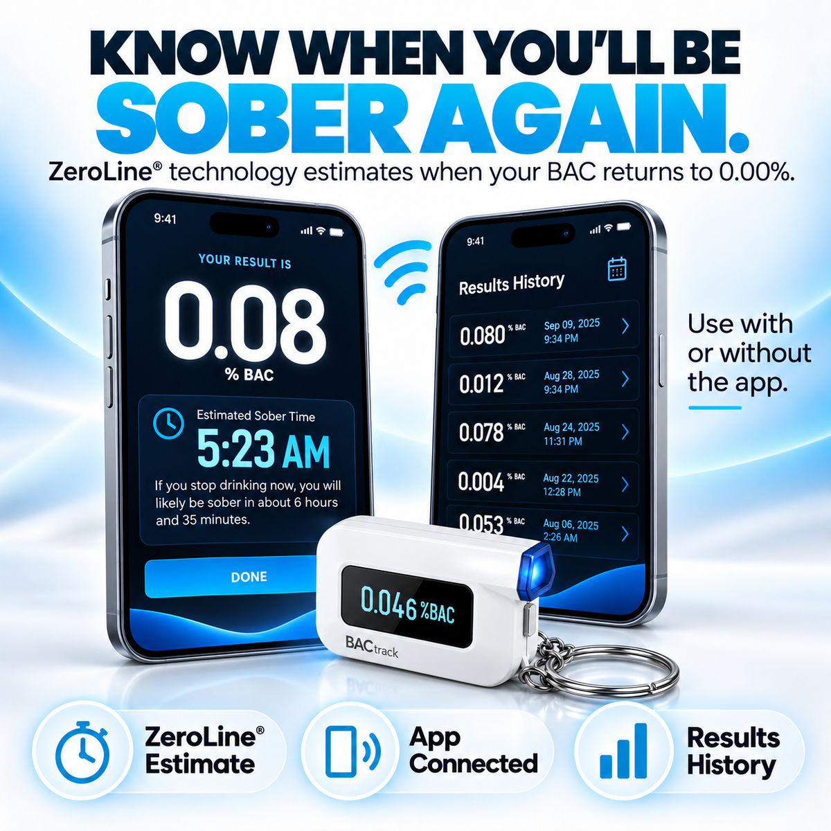 🚗 Pocket BAC Breathalyzer – Professional-Grade Alcohol Tester with App & ZeroLine Tracking