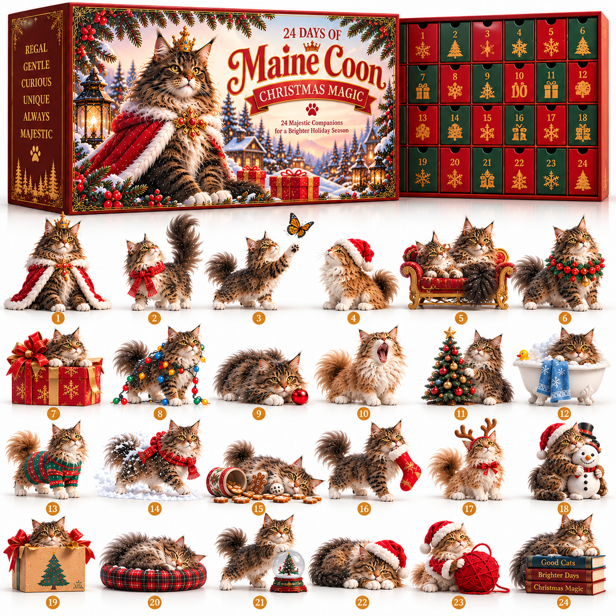 👑🐱 ROAR! One Bite and Christmas Is Mine! 2026 Maine Coon Christmas Box – 24 Days of Furry Royal Mischief!
