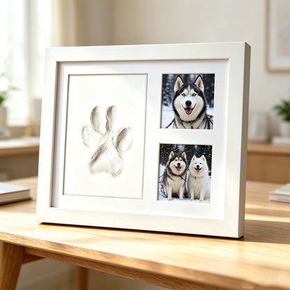 🤍 Tiny Prints Baby & Pet Keepsake Frame – Photo, Handprint & Paw Print Kit