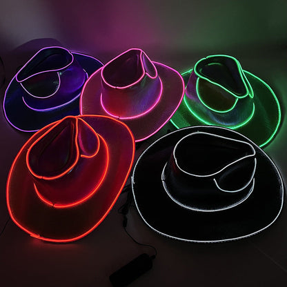 Light Up the Night 👻 LED Glow Cowboy Hat – Halloween Party Costume