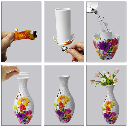 3D Monarch Danaus plexippus And Flowers Series Puzzle Vase - (160 Pieces)