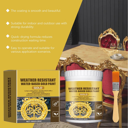 Buy two get one free🔥🔥🔥Weather-Resistant Water-Based Gold Paint, Metallic Paint, Weather-Resistant Roman Column Decorative Gold Paint, Outdoor Gold Foil Paint