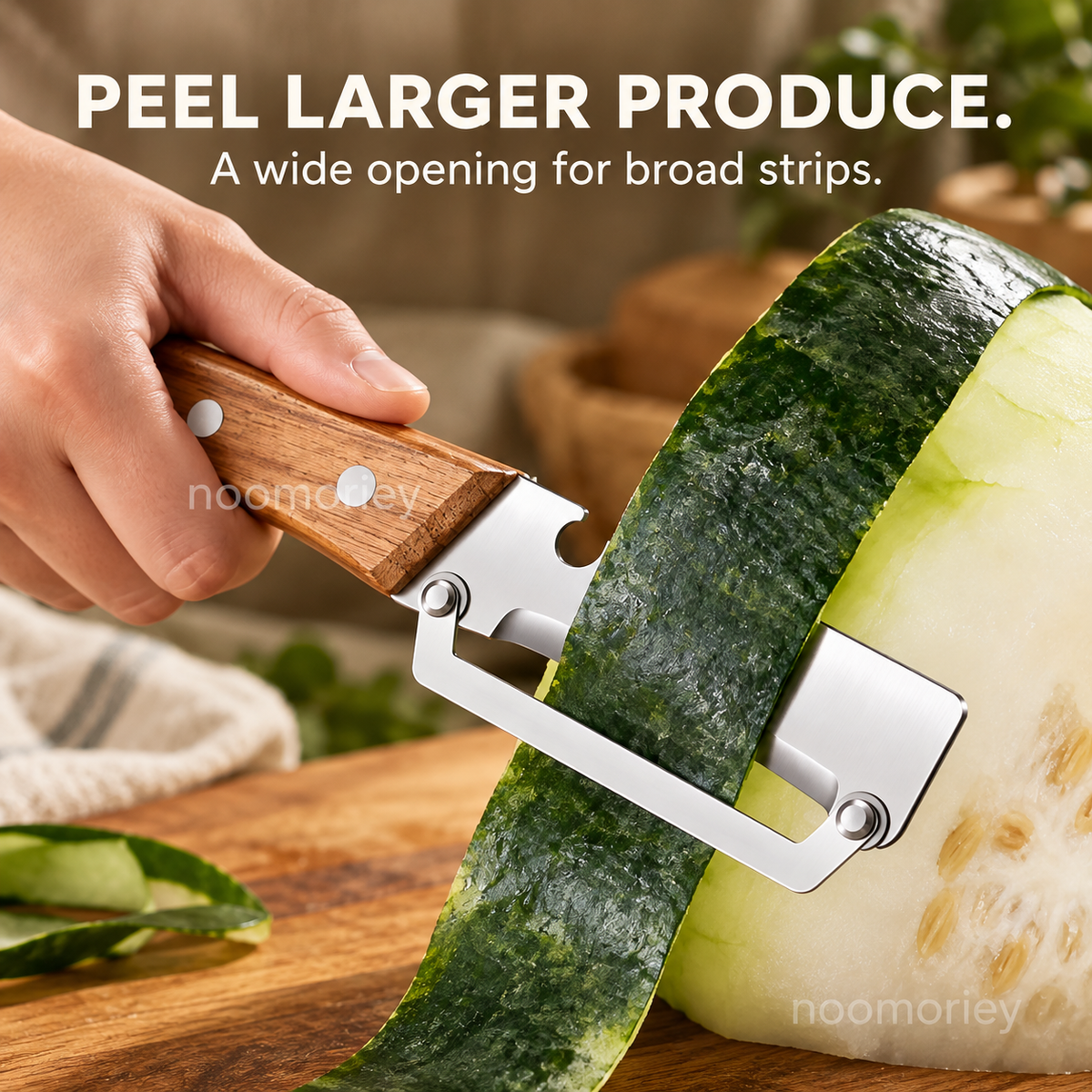 Stainless Steel Folding Vegetable Peeler with Wood-Grain Handle, Kitchen Fruit & Potato Peeler