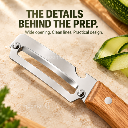 Stainless Steel Folding Vegetable Peeler with Wood-Grain Handle, Kitchen Fruit & Potato Peeler