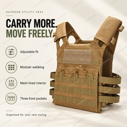 🎒 Lightweight Adjustable Utility Vest – Outdoor Multi-Pocket Chest Bag