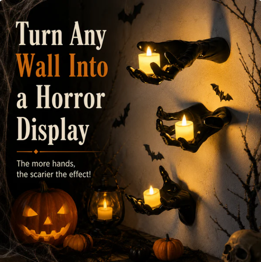 🔥LAST DAY 50% OFF - ☠️Wall Mounted Creepy Reaching Hands - Life-Sized Gothic Candle Holders