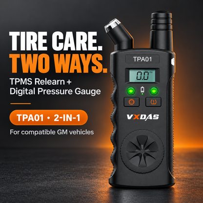 🛞 2-in-1 TPMS Relearn Tool & Digital Tire Pressure Gauge for GM