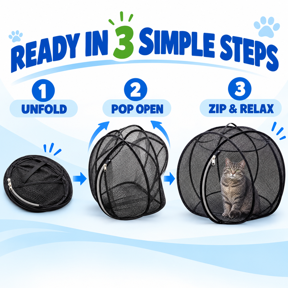 🐈 Pop-Up Mesh Cat Playpen – Roomy 32-Inch Indoor & Outdoor Enclosure