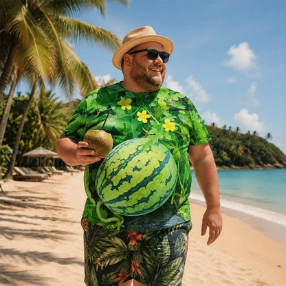 🍉 3D Watermelon Print T-Shirt & Shorts Set – Funny Summer Outfit