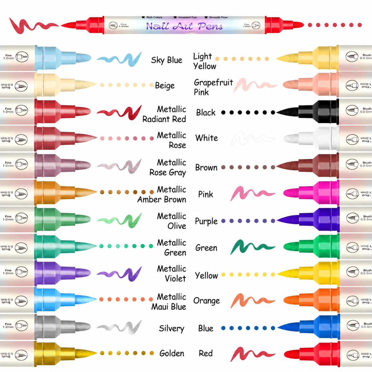 12/24 Colors Nail Art Pens – DIY 3D Markers for Drawing, Dotting & Manicure
