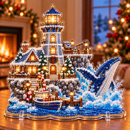 🎄 Christmas Lighthouse Village – DIY Sparkling Diamond 2D Art Decoration Kit