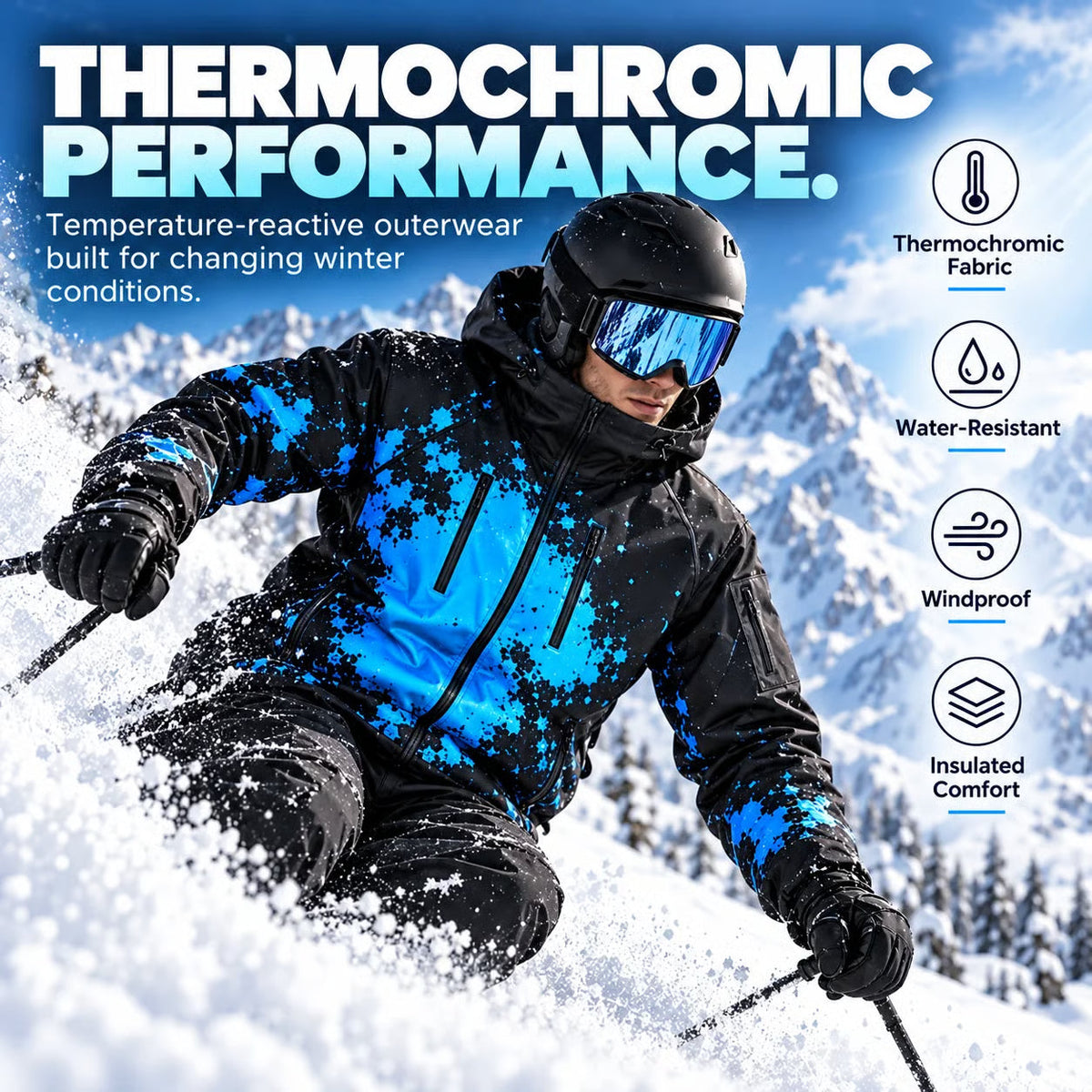🖤 Black Friday Special: Temperature-Reactive Color-Changing Ski Jacket — Hit the Slopes in Color! ⛷️❄️