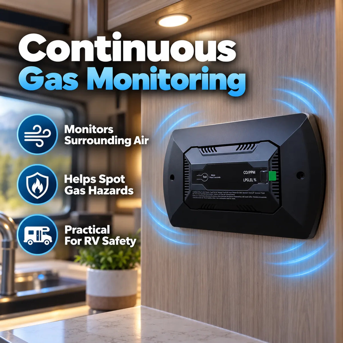 🚐🔔 2-in-1 RV Gas & CO Detector — Stay Safe on Every Journey! 🛡️✨