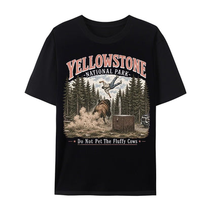 "Do Not Pet The Fluffy Cows T-Shirt" 🏞️ Yellowstone National Park Vintage Bison Graphic Tee