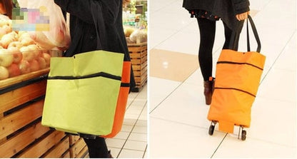 🔥 50% OFF|🛍️✨  3-in-1 Expandable Rolling Shopping Tote – 🛞Hidden Wheels & 44LB Capacity