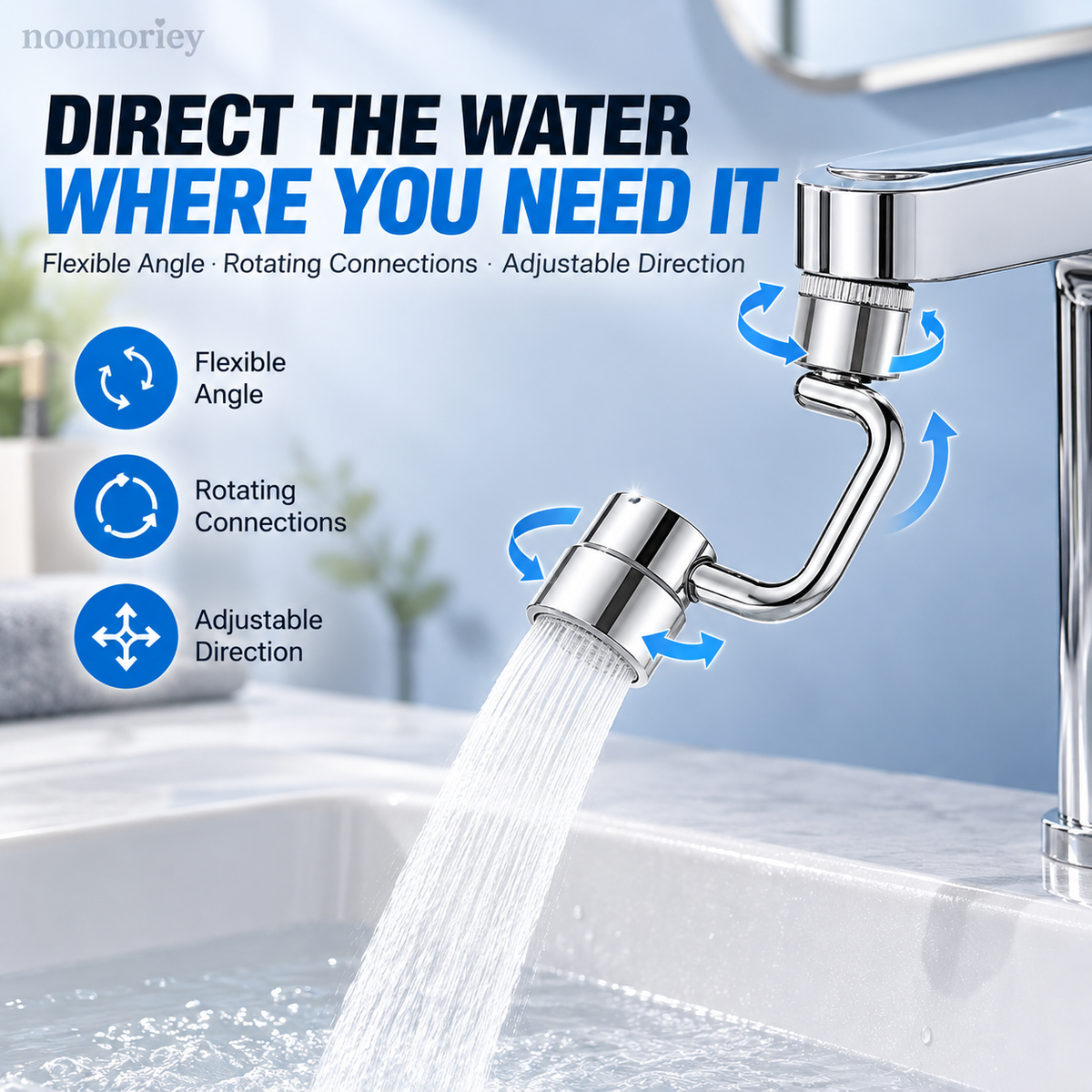 FlexiFlow – 1440° Rotatable Faucet Extender with Dual Spray Mode