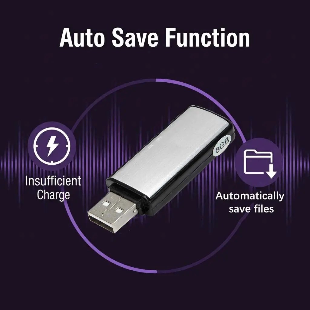 USB Flash Drive Voice Recorder 2-in-1 – Voice Activated, Smart Noise Reduction, Scheduled Recording, Auto File Save