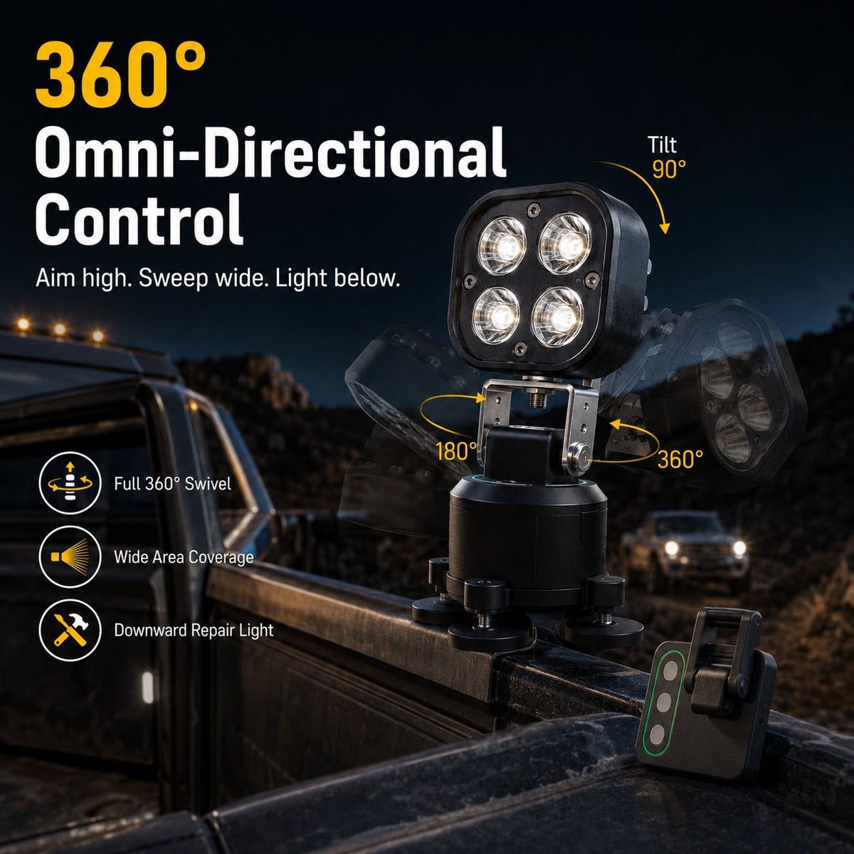 🚙 Omni-Directional 360-degree rotation LED Pod Light
