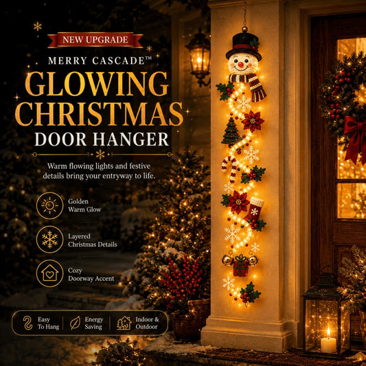 ⏳Last day: 49% off – 🎄 MerryCascade Light-Up Christmas Door Hanger | 6 festive light designs, warm glow, 3D details & space-saving vertical decoration ✨