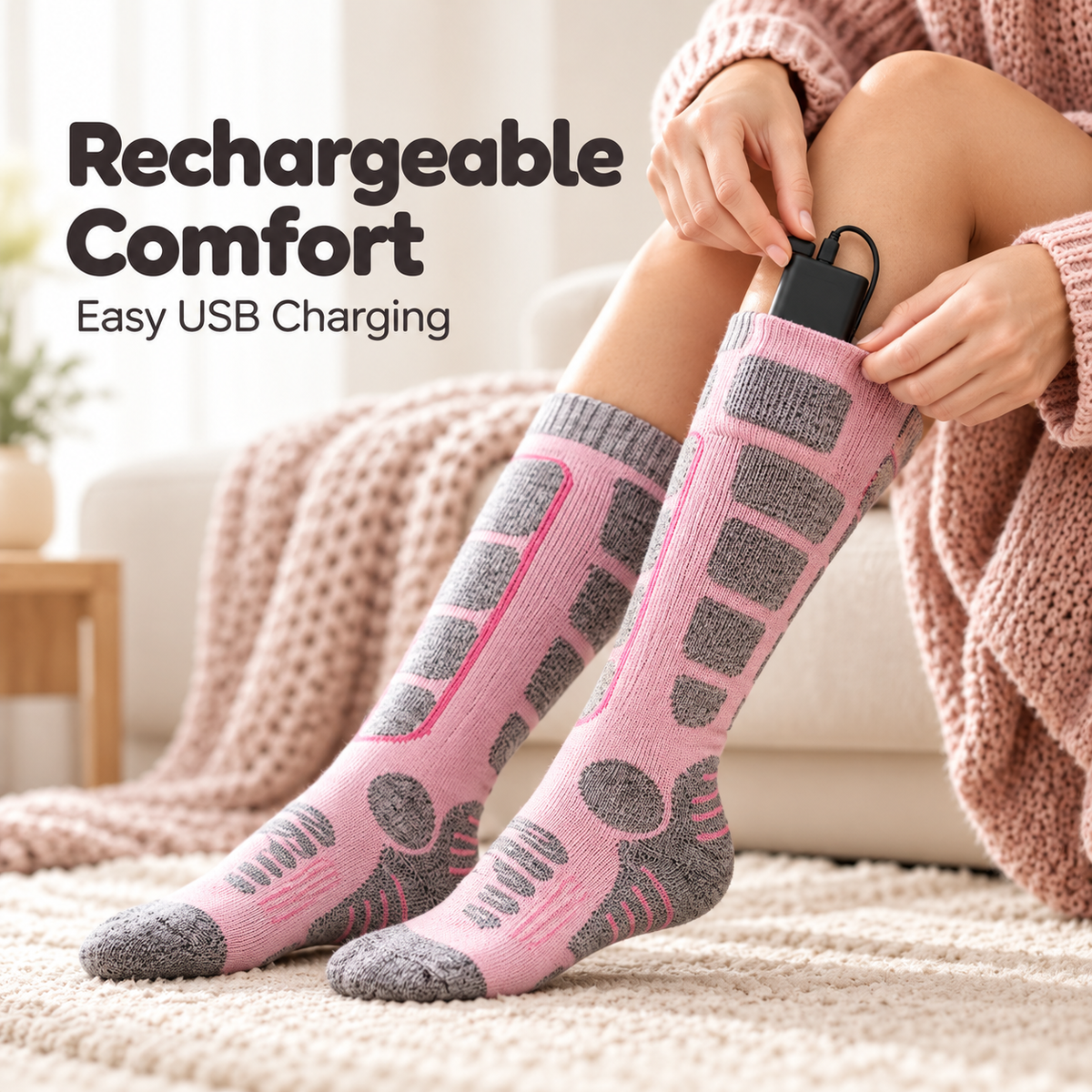 🔥 Warm Feet All Winter – Rechargeable Heated Socks with 3 Heat Levels