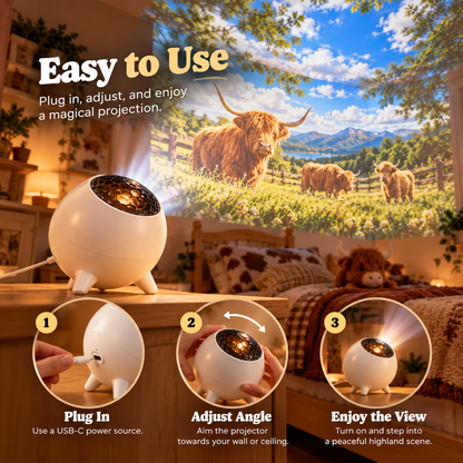 Highland Cow Projector | Cozy Room Decor & Gift