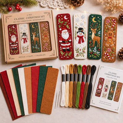 🎄 DIY Felt Embroidery Bookmark Kit(4PCS)