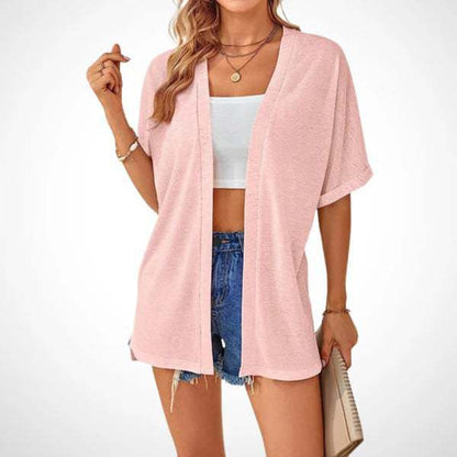 Womens Lightweight Cardigan 2026 Summer Short Sleeve Open Front Beach Coverup Vacation Outdoorfun Knitwear Comfort Casual Loose Minimalist Basic Knitting Batwing Shortsleeve Tops Womenswear