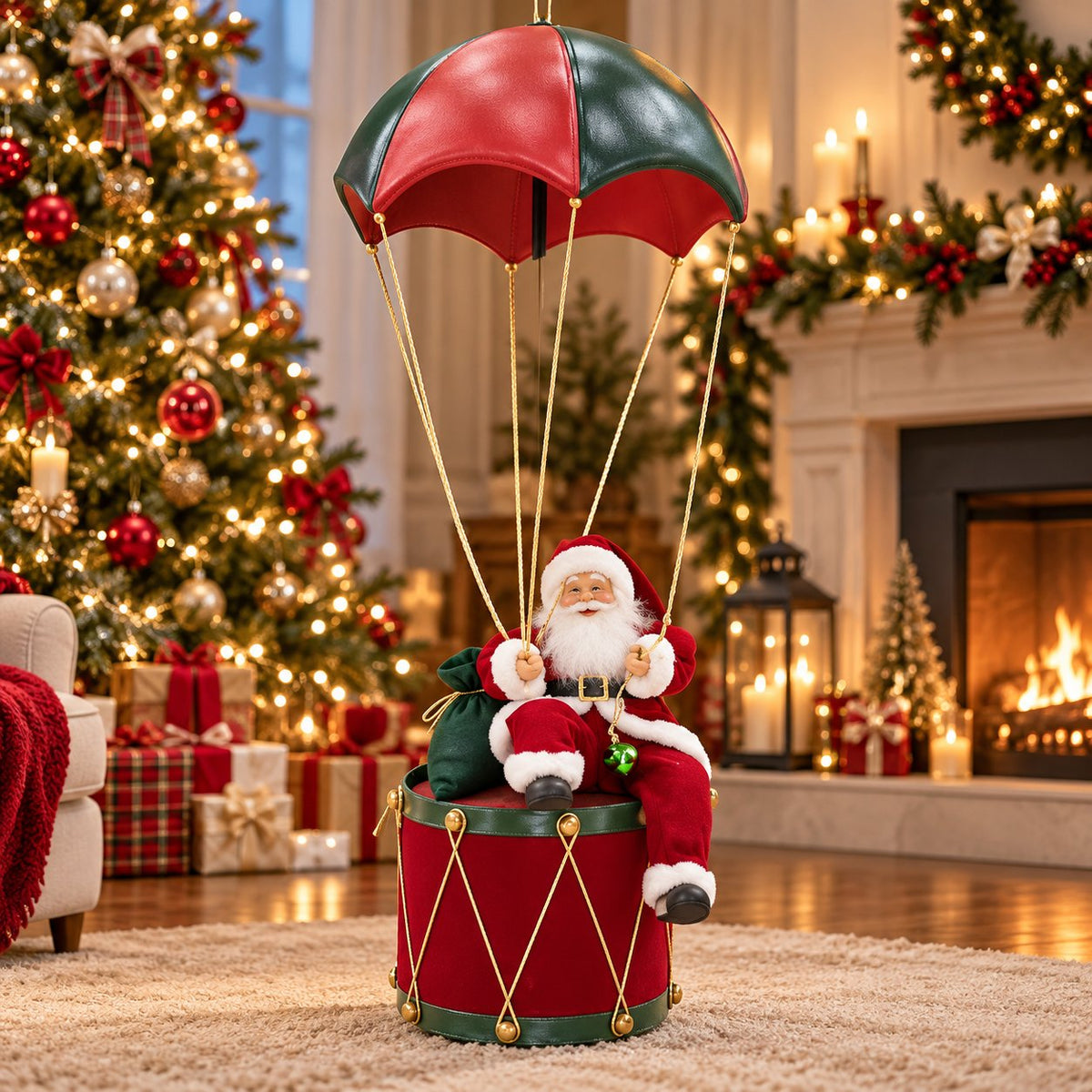🎅 Lighted Musical Hanging Santa | Collapsible Christmas Décor