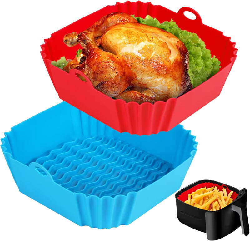 Reusable Air Fryer Silicone Liner 🍟 – 8' Nonstick Cooking Basket Insert